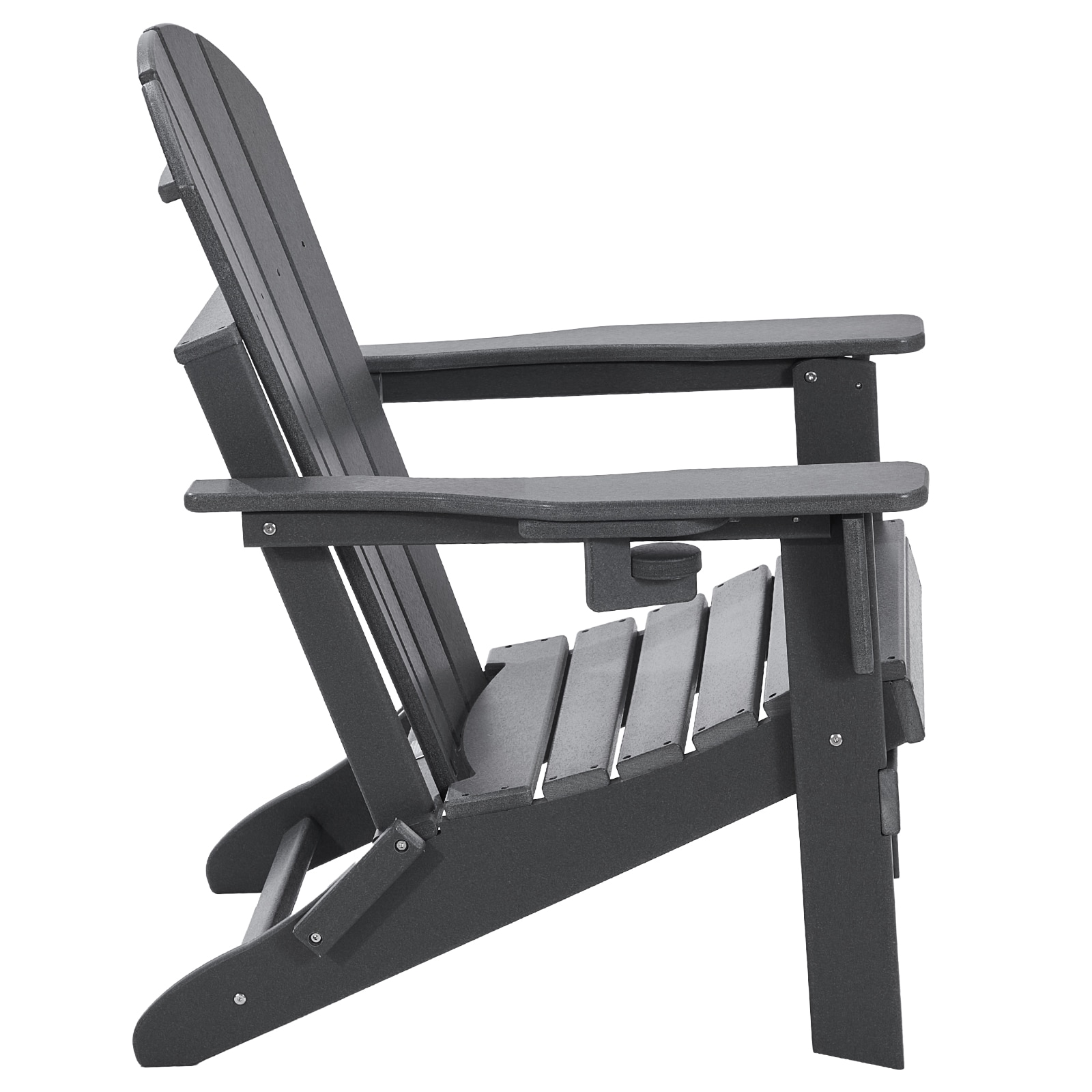 Set Of 2 Gray Adirondack Chairs All-weather Plastic Folding Seat_voghion.com